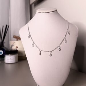 Prata 925 Choker pedente gota zircônia